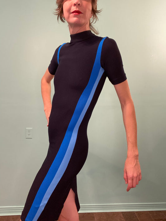 "HUGO BOSS" SHORT SLEEVE STRIPED KNIT DRESS