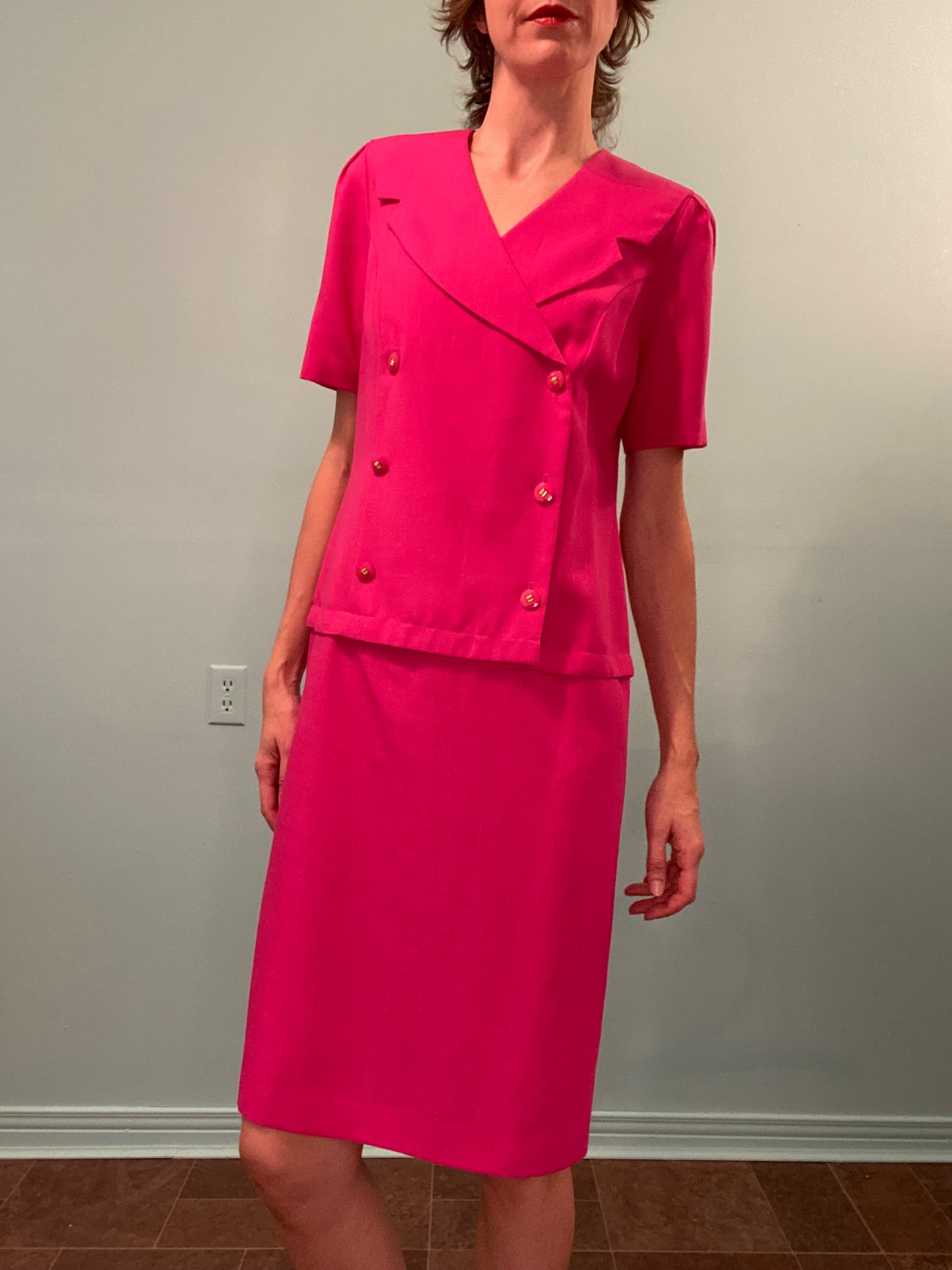 VINTAGE "D'ALLAIRDS" FUCHSIA SUIT DRESS