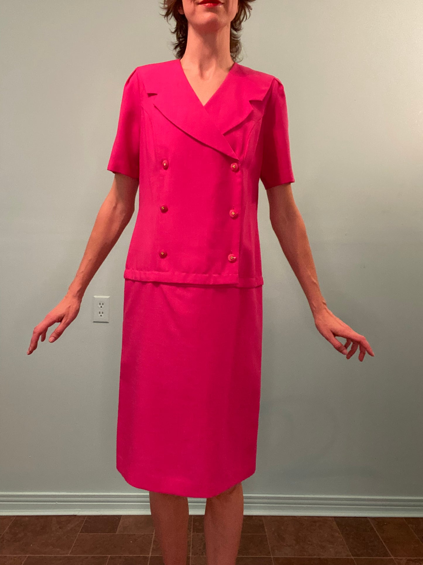 VINTAGE "D'ALLAIRDS" FUCHSIA SUIT DRESS