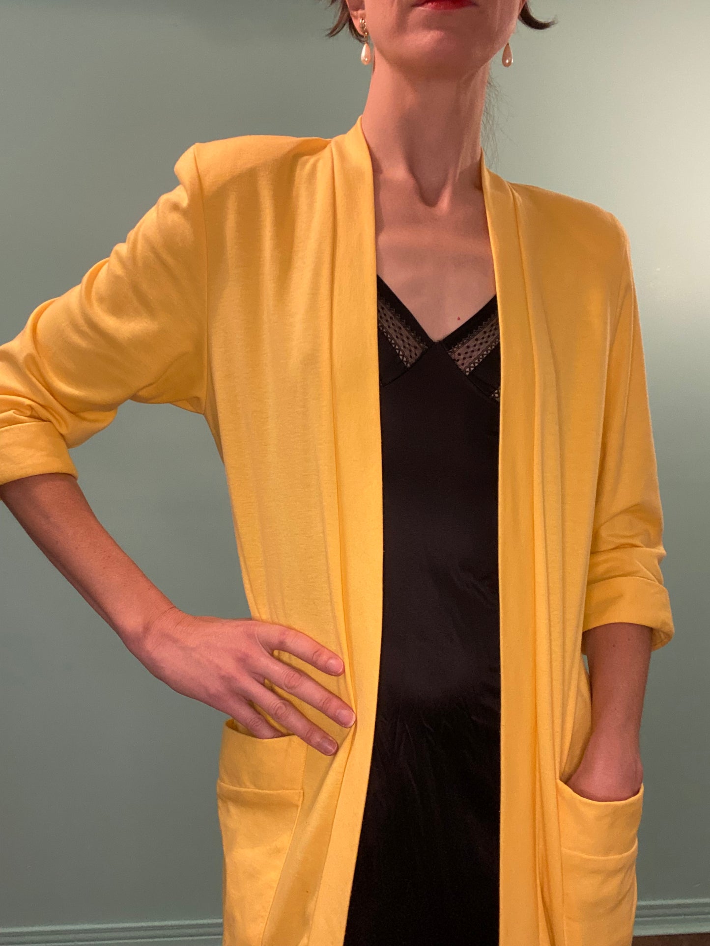 VINTAGE "ALGO-ETTES" COTTON JERSEY OFFICE CARDIGAN