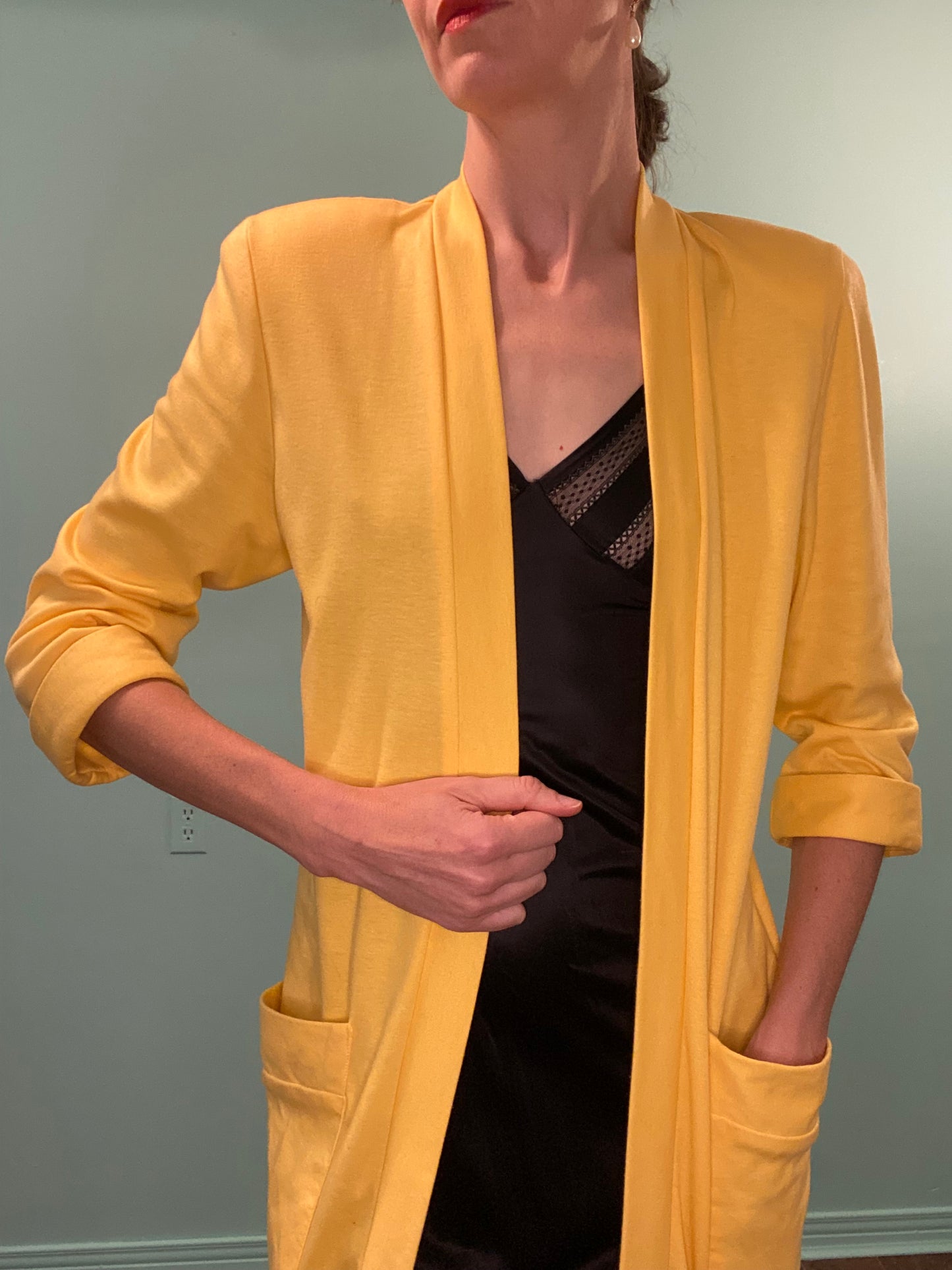 VINTAGE "ALGO-ETTES" COTTON JERSEY OFFICE CARDIGAN