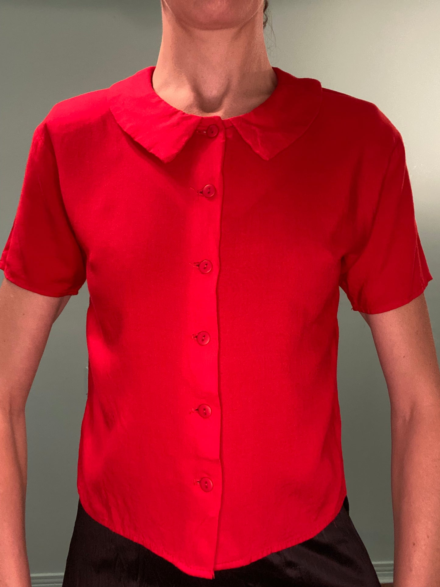 VINTAGE "SMART SET" RED SHORT SLEEVE BLOUSE