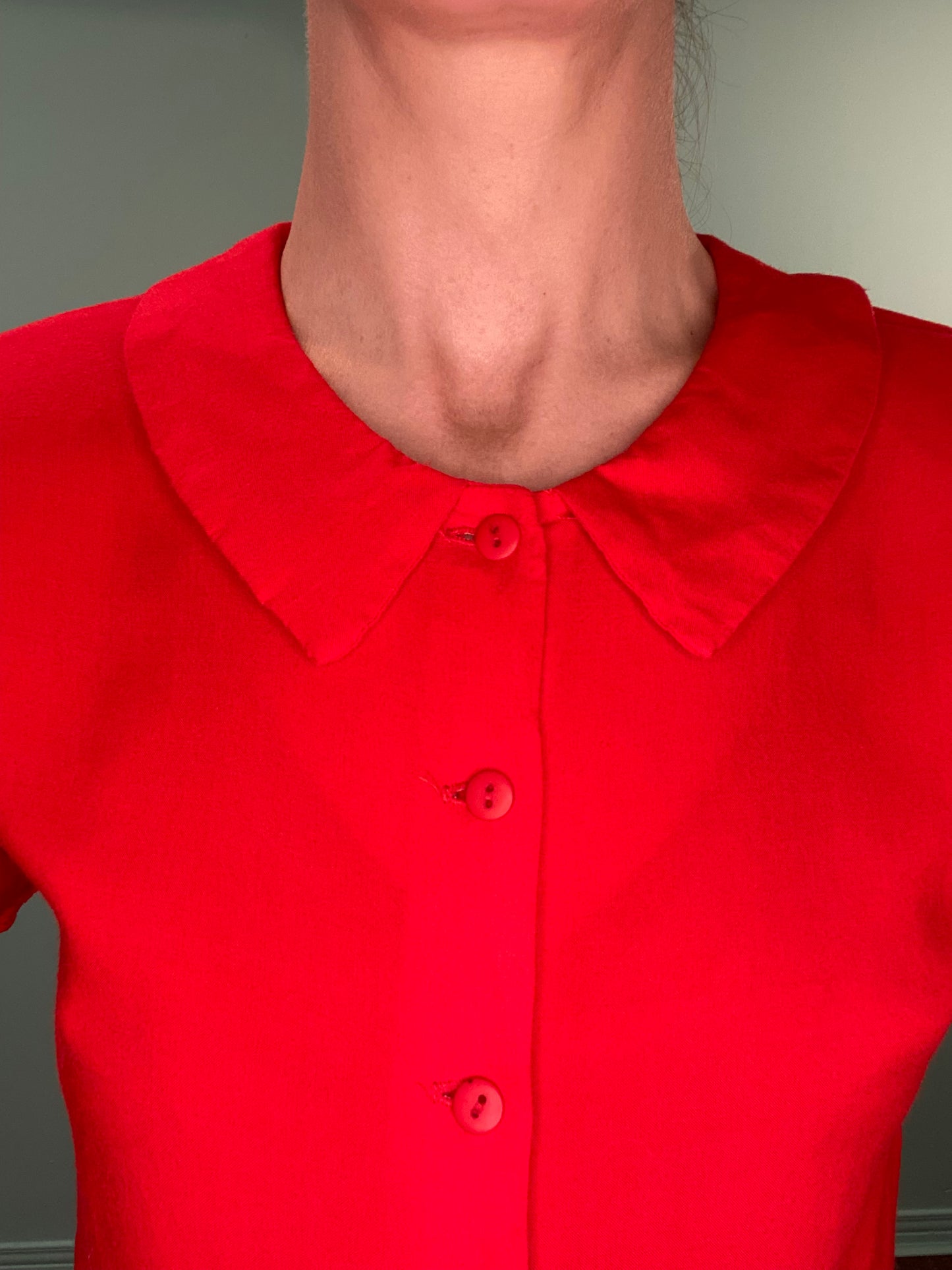 VINTAGE "SMART SET" RED SHORT SLEEVE BLOUSE