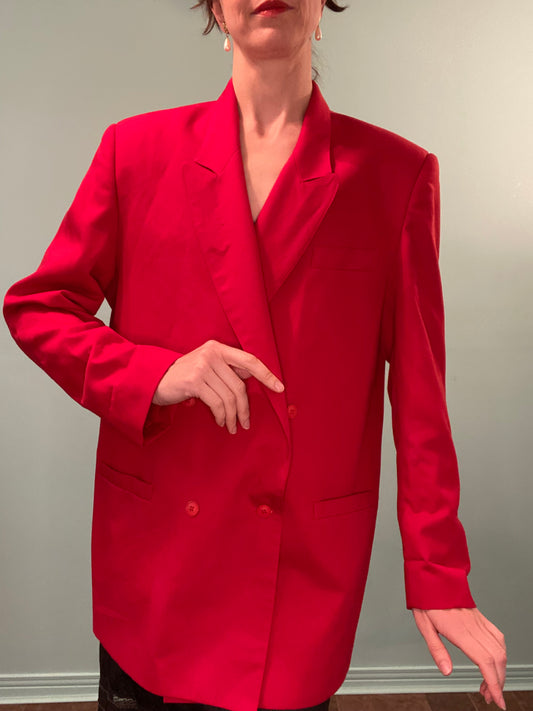 VINTAGE "TALL GIRL"!!!! RED DOUBLE BREASTED BLAZER