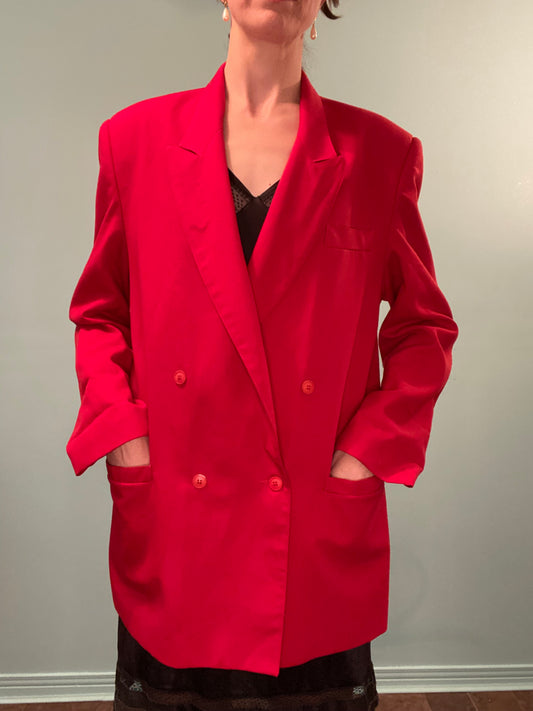 VINTAGE "TALL GIRL"!!!! RED DOUBLE BREASTED BLAZER