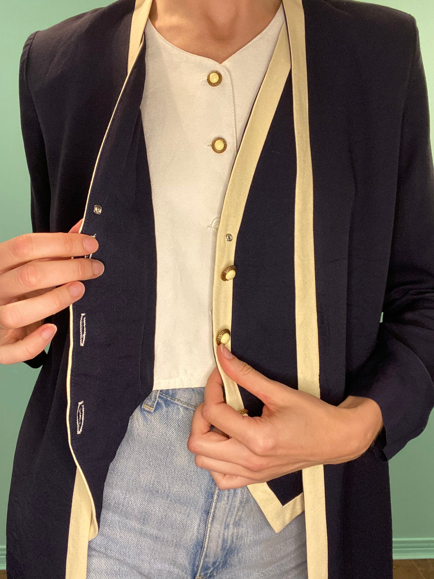 VINTAGE "MAREN" THREE PIECE BLAZER VEST SET (ALL ATTACHED AT SIDE SEAMS)