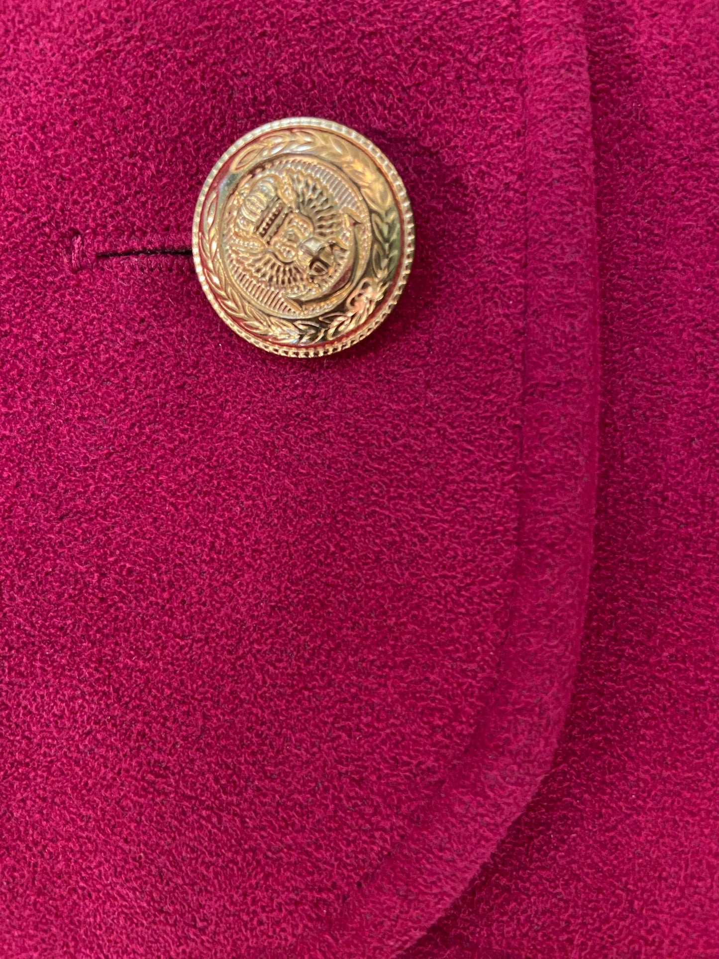 VINTAGE RASBERRY COLOURED FAUX SUEDE SUIT