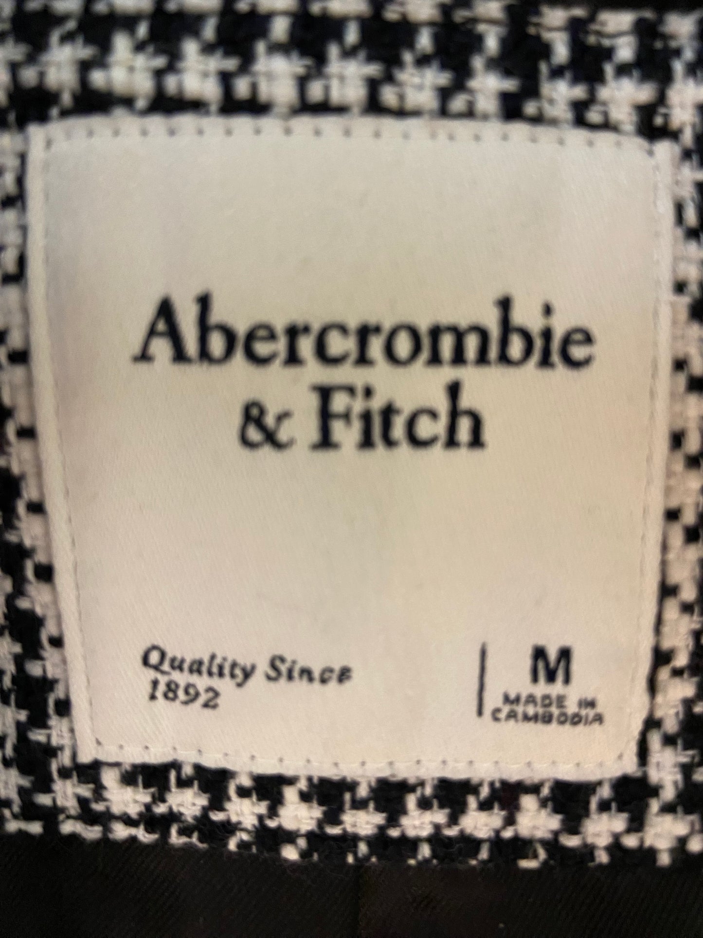"ABERCROMBIE & FITCH" CROPPED HOUNDSTOOTH BLAZER