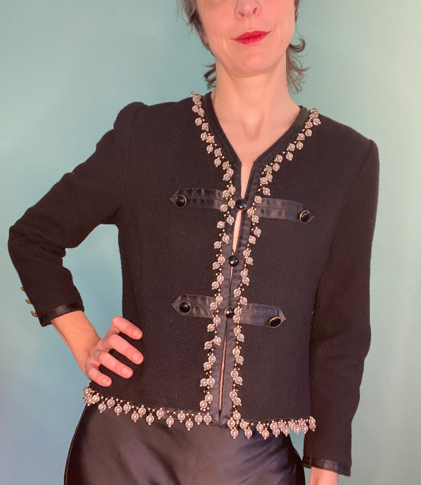 VINTAGE GORGEOUS "CLAUDAL" BEADED WOOL COAT
