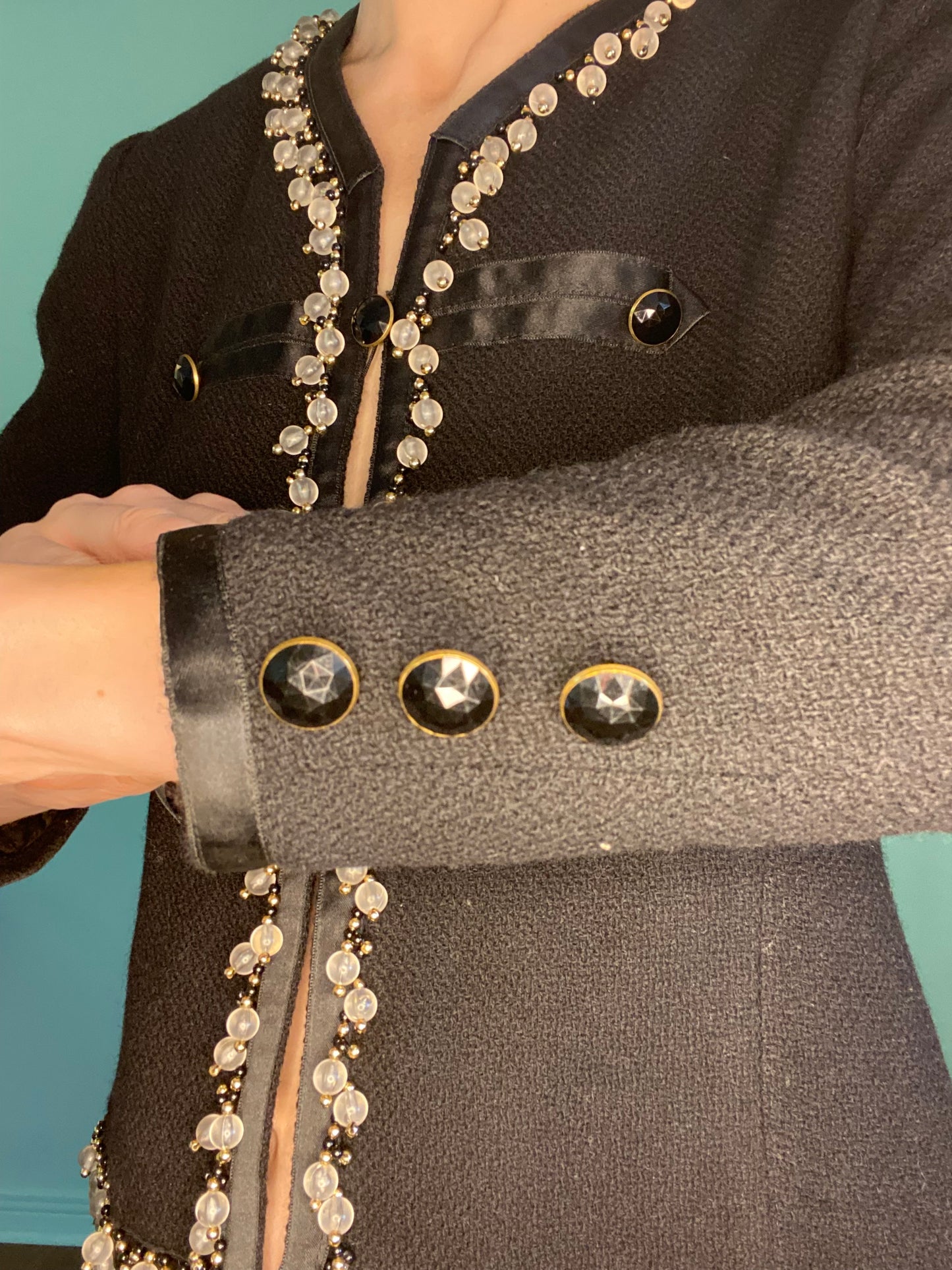 VINTAGE GORGEOUS "CLAUDAL" BEADED WOOL COAT
