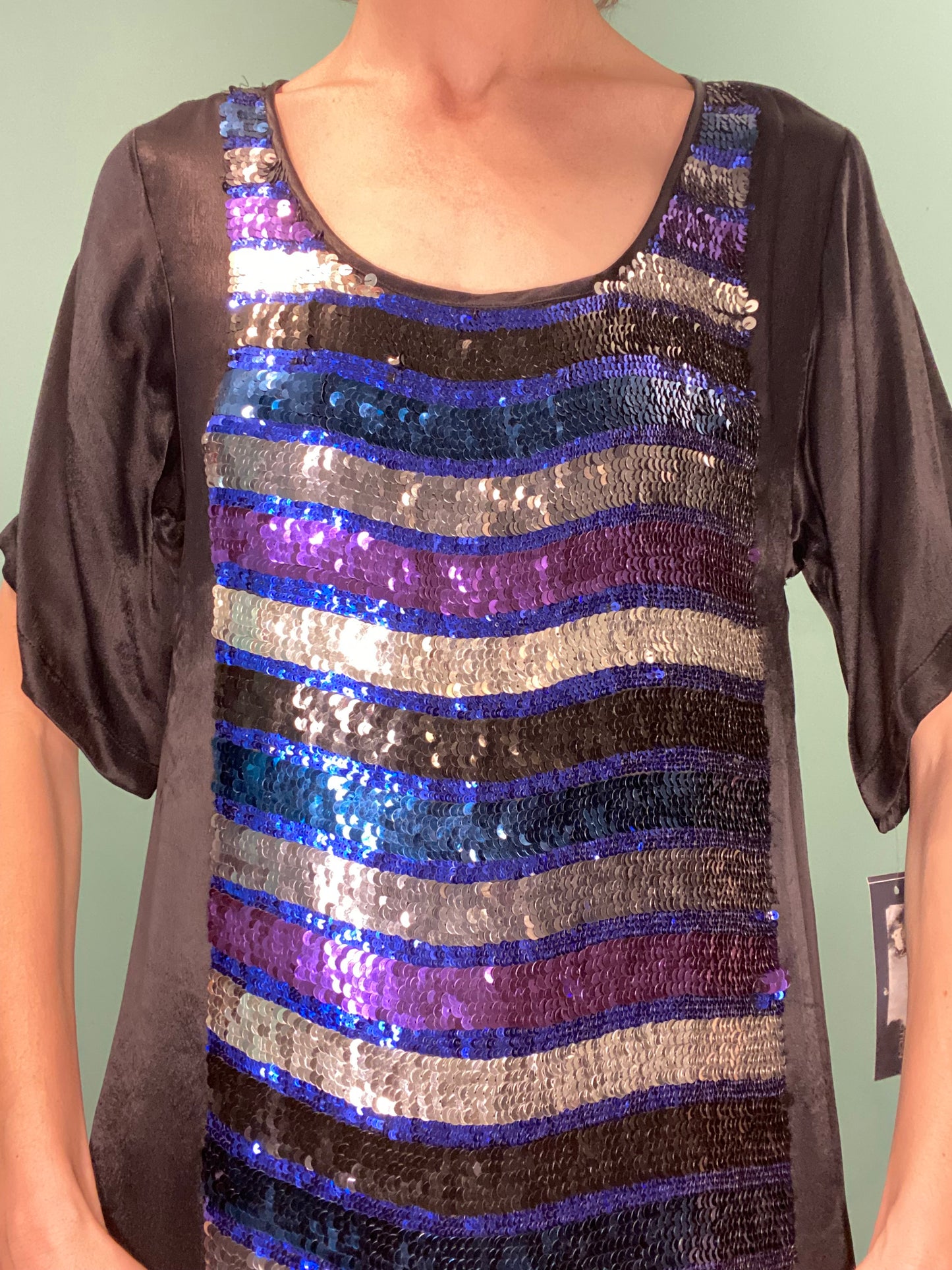 ***NEW WITH TAGS "FRENCH CONNECTION" STRIPED SEQUIN MINI DRESS