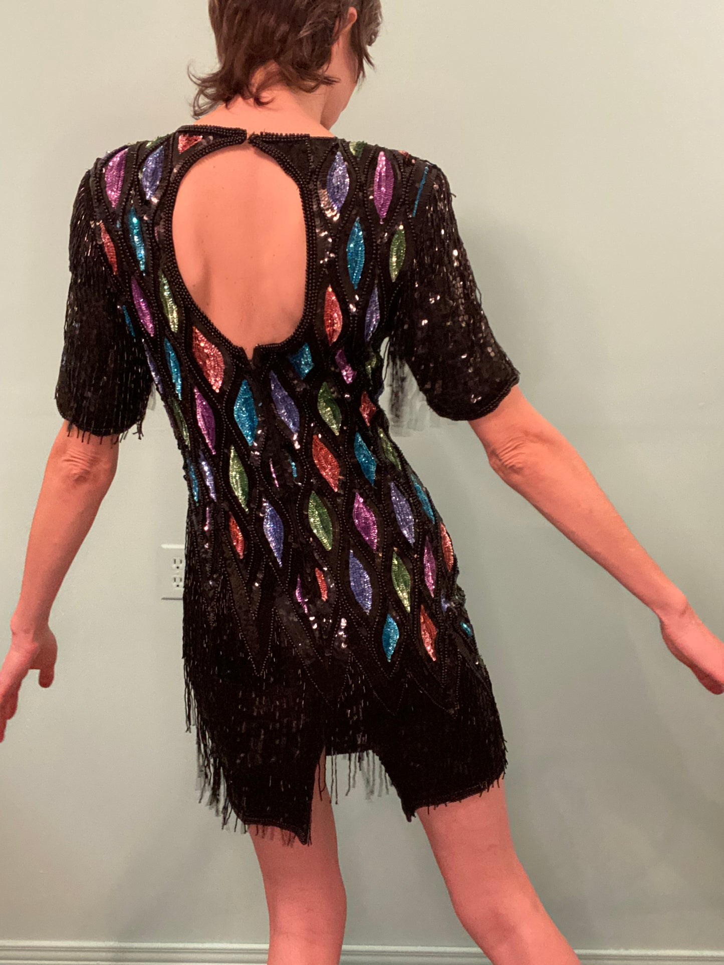 ONCE IN A LIFETIME VINTAGE "CARINA" BEADED AND SEQUIN COCKTAIL DRESS