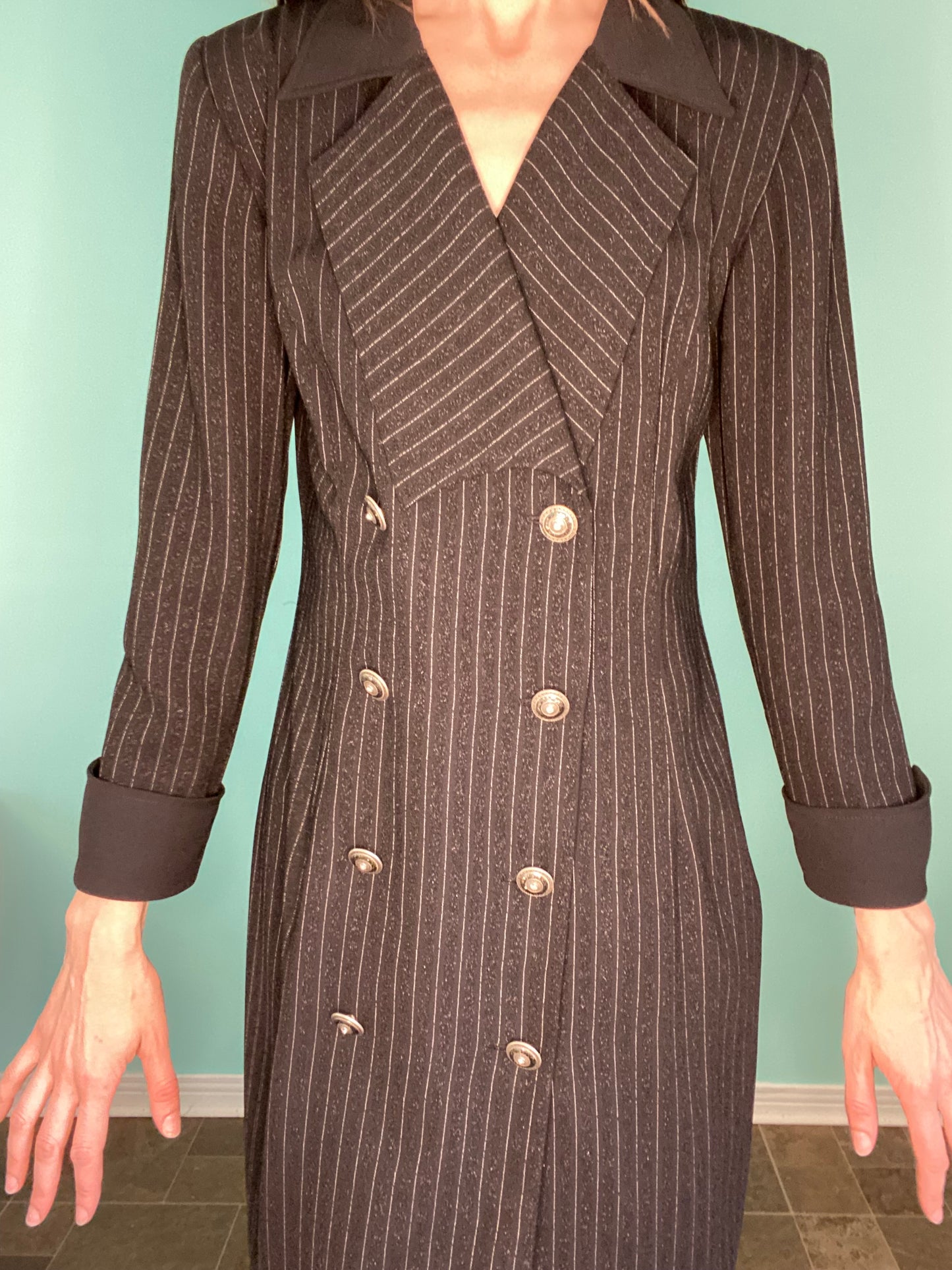 VINTAGE PINSTRIPED "MASCARA" BLAZER DRESS