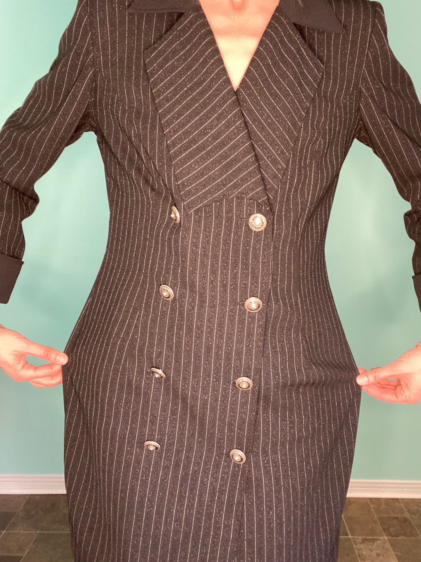 VINTAGE PINSTRIPED "MASCARA" BLAZER DRESS
