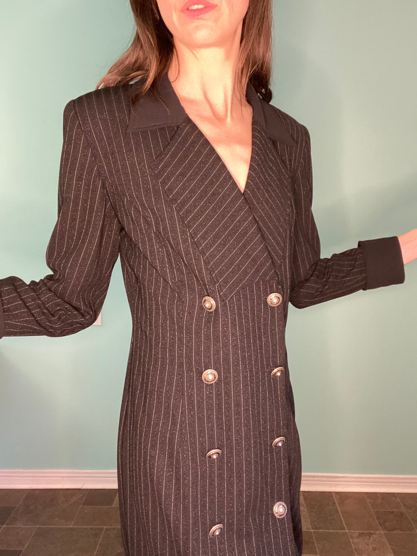 VINTAGE PINSTRIPED "MASCARA" BLAZER DRESS
