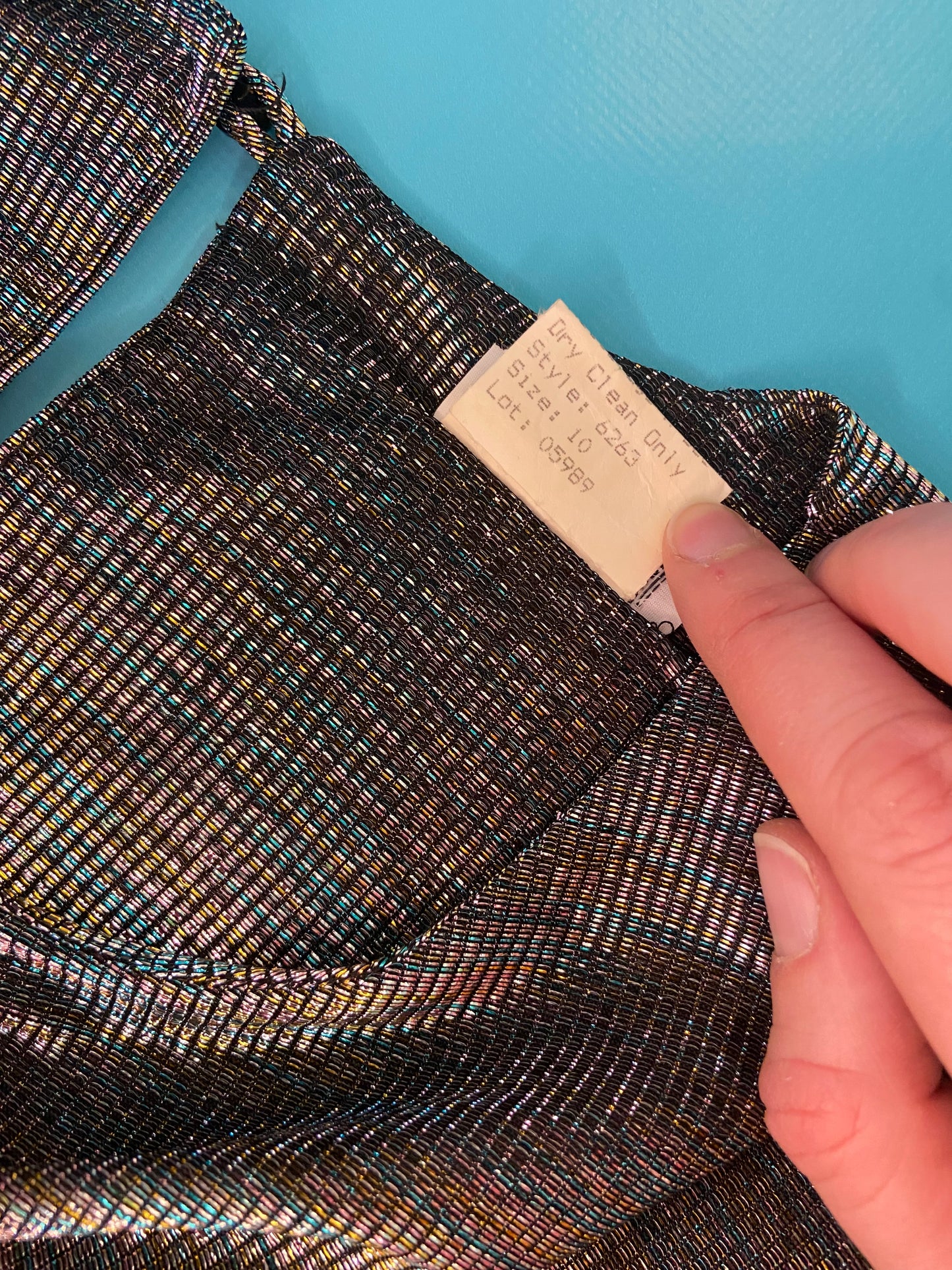 VINTAGE 80'S "ENCORE" PEWTER LAME´ PEPLUM POOF DRESS