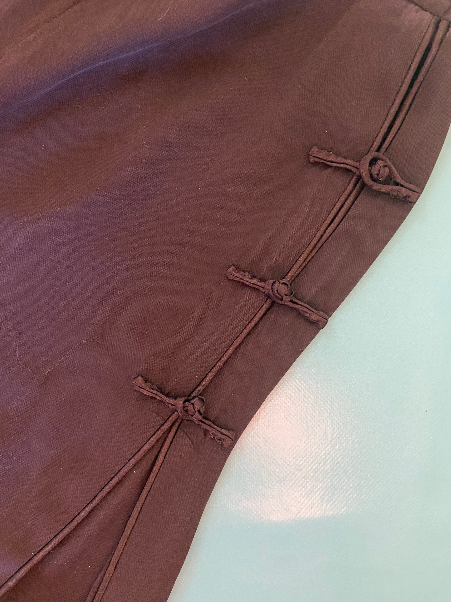 %100 SILK BLACK WIDE LEG PANTS WITH EMBROIDERED BUTTERFLIES