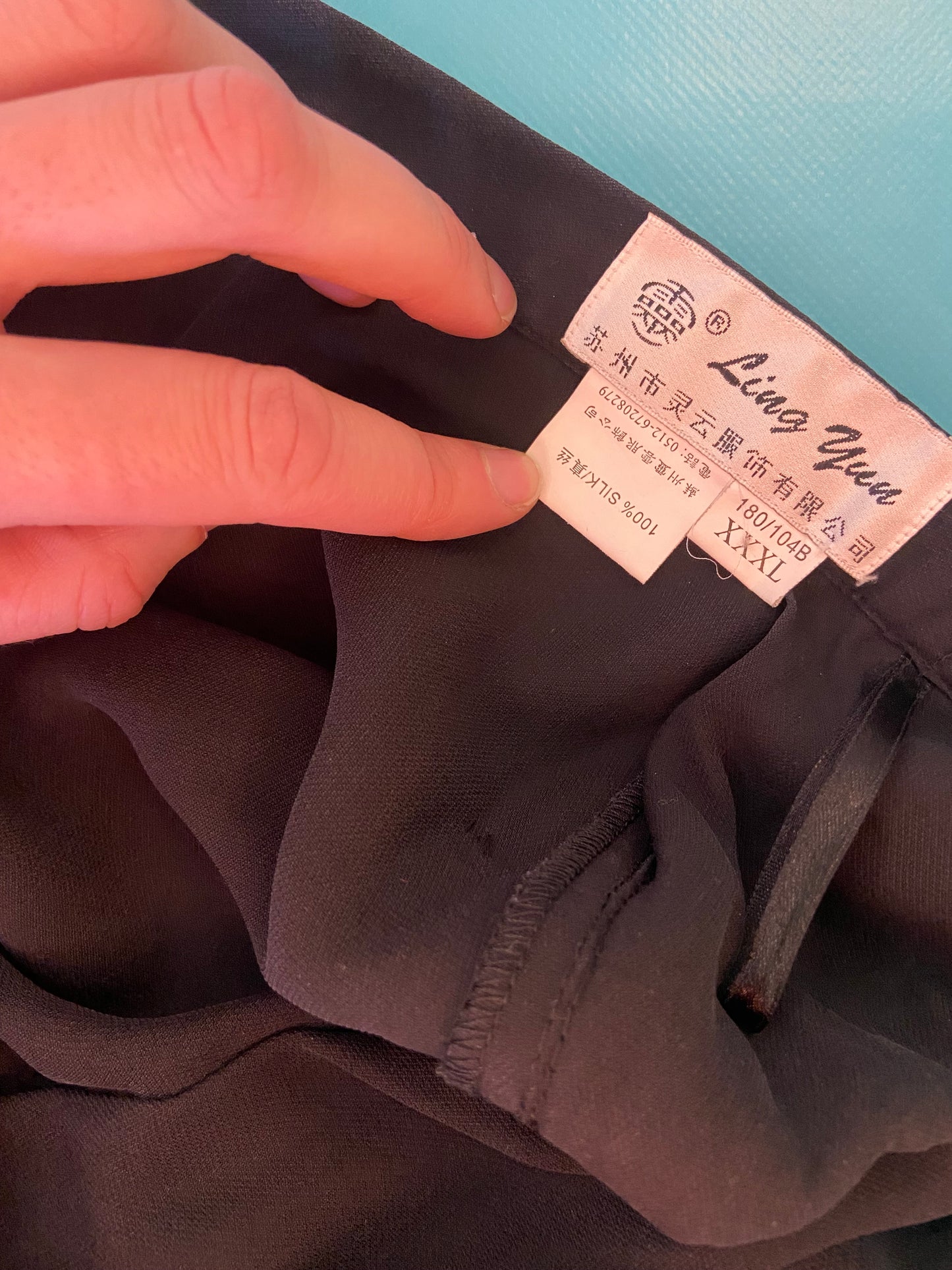 %100 SILK BLACK WIDE LEG PANTS WITH EMBROIDERED BUTTERFLIES