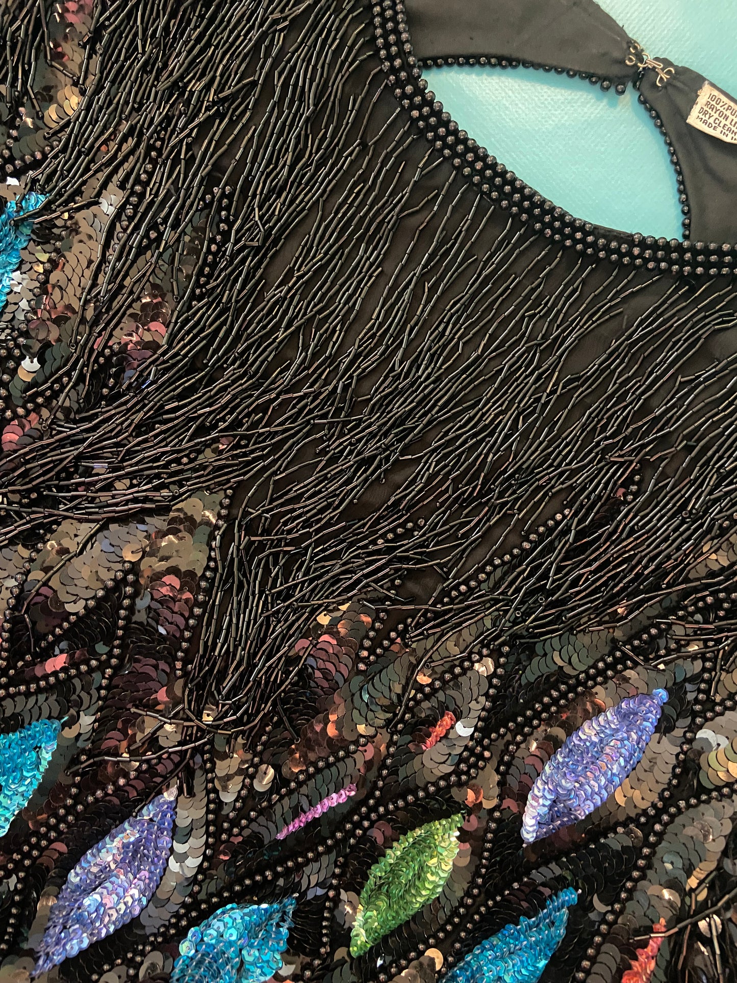 ONCE IN A LIFETIME VINTAGE "CARINA" BEADED AND SEQUIN COCKTAIL DRESS