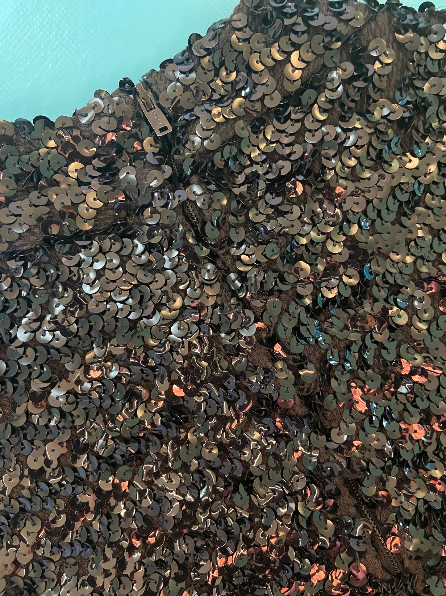 VINTAGE GORGEOUS MOCK NECK BLACK SEQUIN TOP