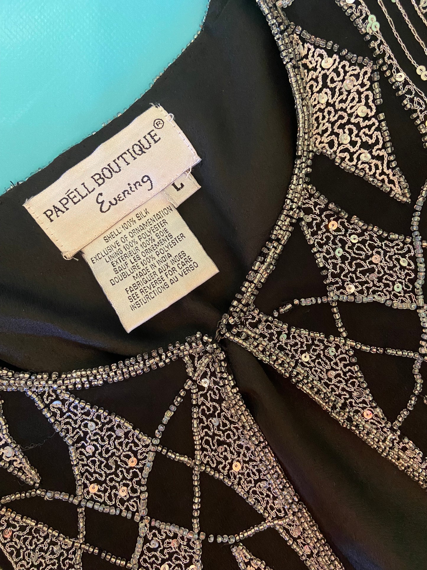 VINTAGE "PAPELLE BOUTIQUE" SEQUIN EVENING JACKET WITH DIAMOND PATTERN