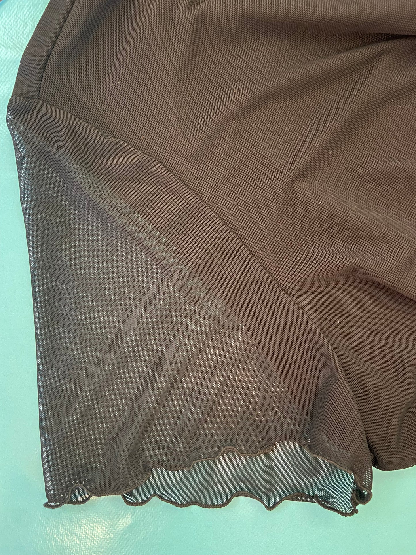 BLACK STRETCH MESH "BEBE" COCKTAIL DRESS