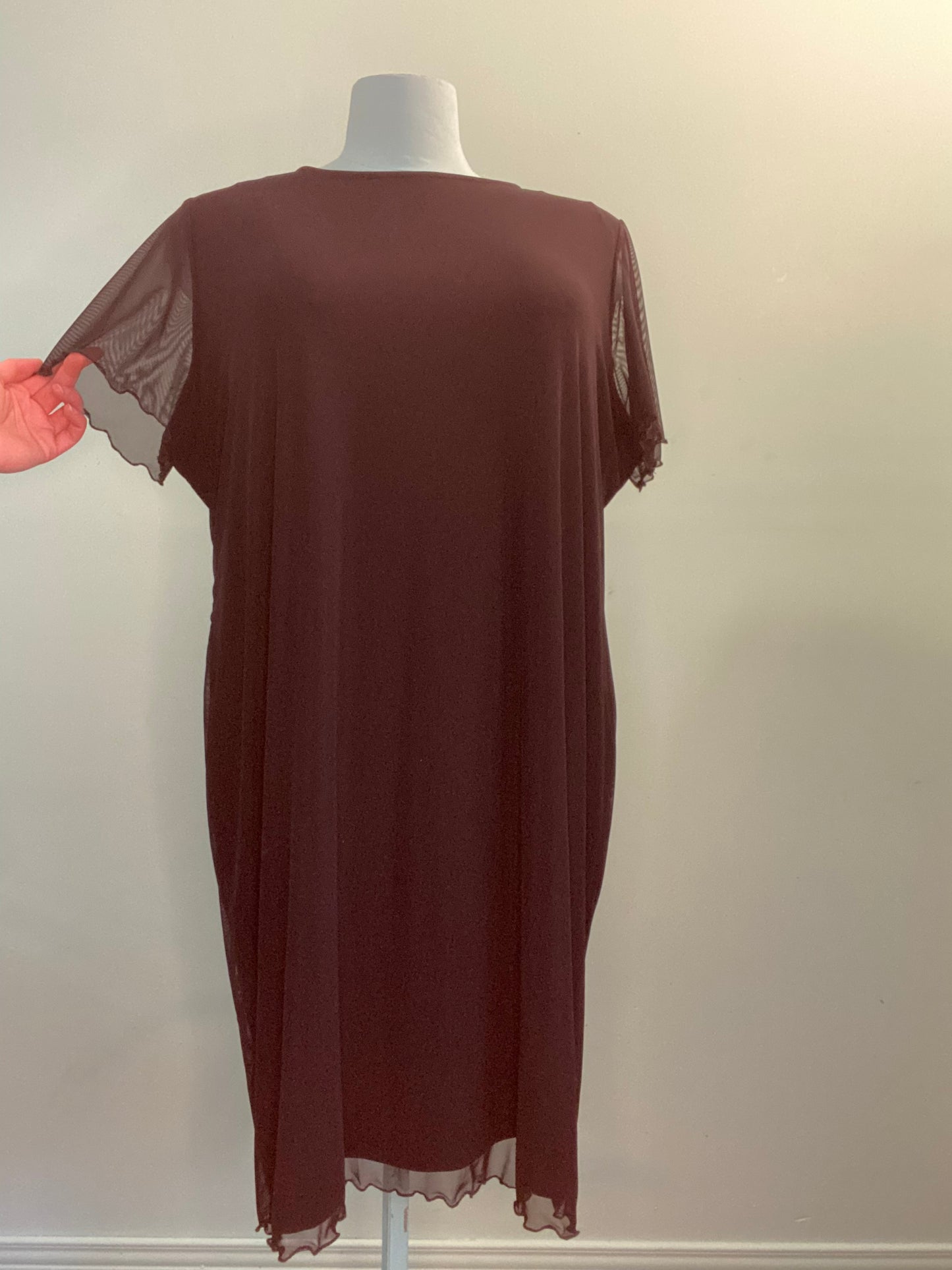 BLACK STRETCH MESH "BEBE" COCKTAIL DRESS