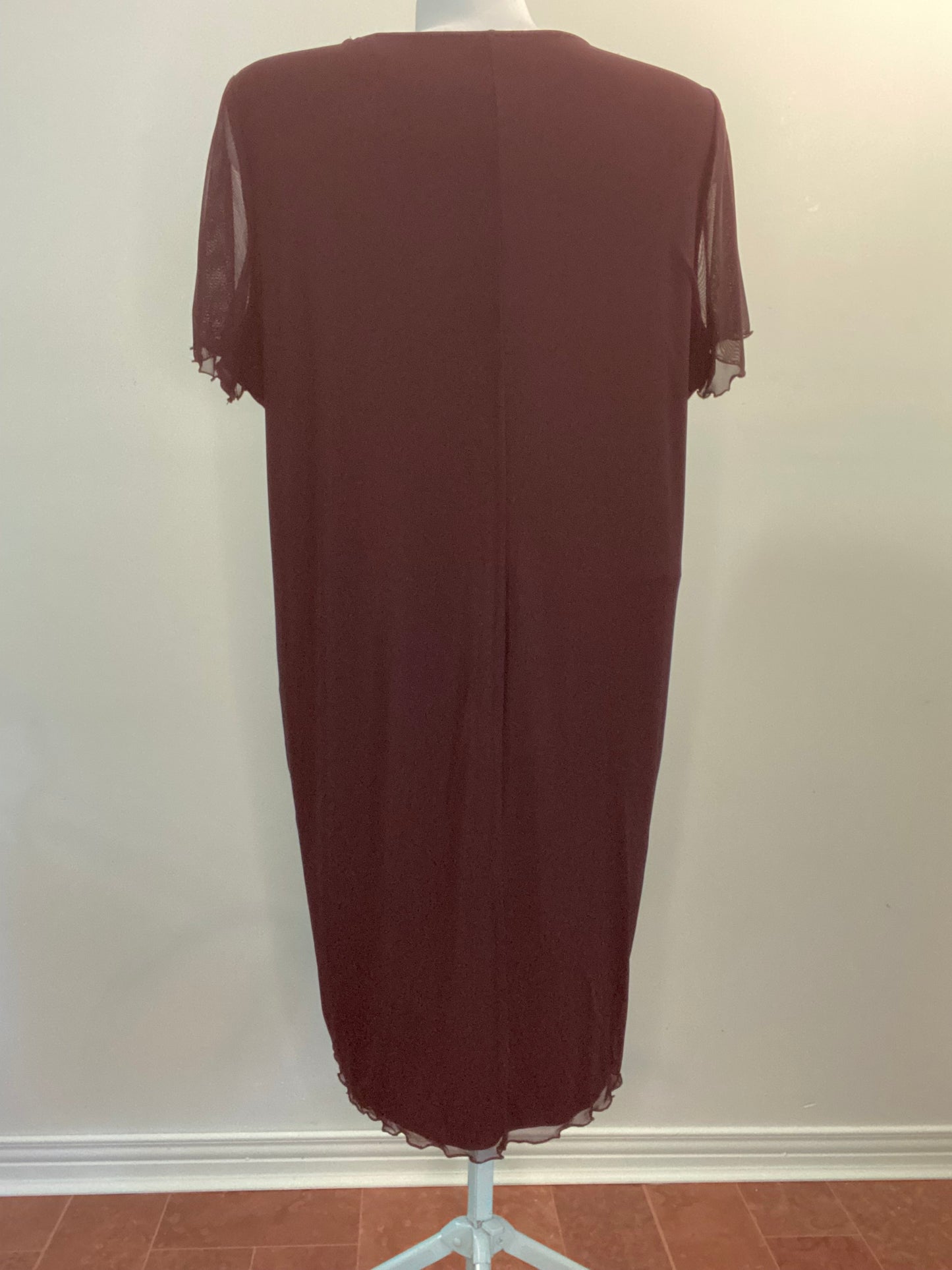 BLACK STRETCH MESH "BEBE" COCKTAIL DRESS