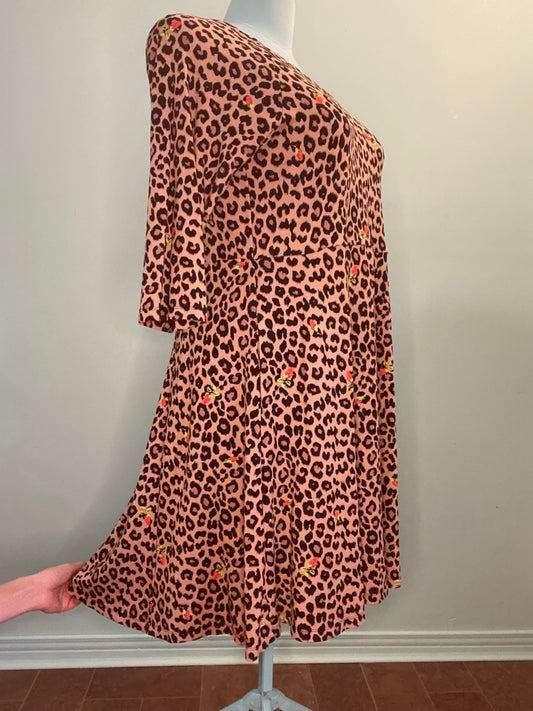 "BETSEY JOHNSON FOR TORRID" FLARED CHEETAH DRESS