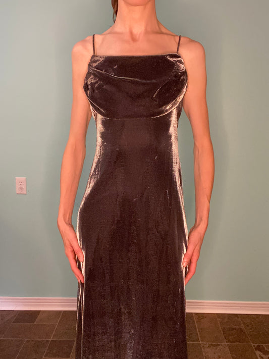 VINTAGE 80'S "M STUDIO" METALLIC SLIP DRESS