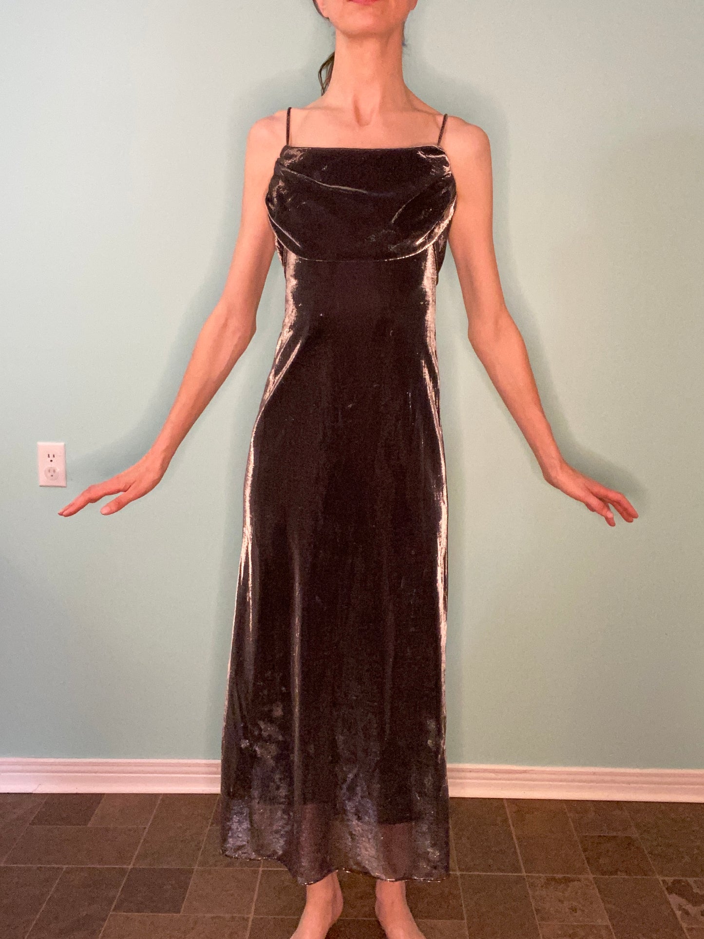 VINTAGE 80'S "M STUDIO" METALLIC SLIP DRESS