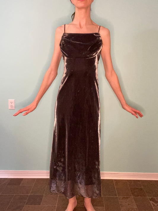 VINTAGE 80'S "M STUDIO" METALLIC SLIP DRESS