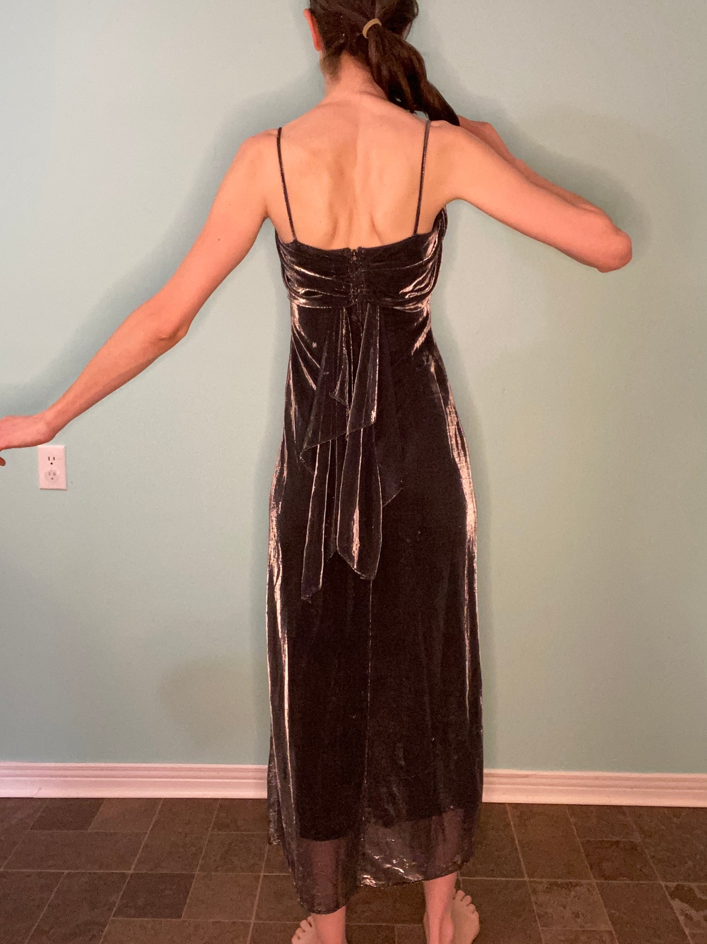 VINTAGE 80'S "M STUDIO" METALLIC SLIP DRESS